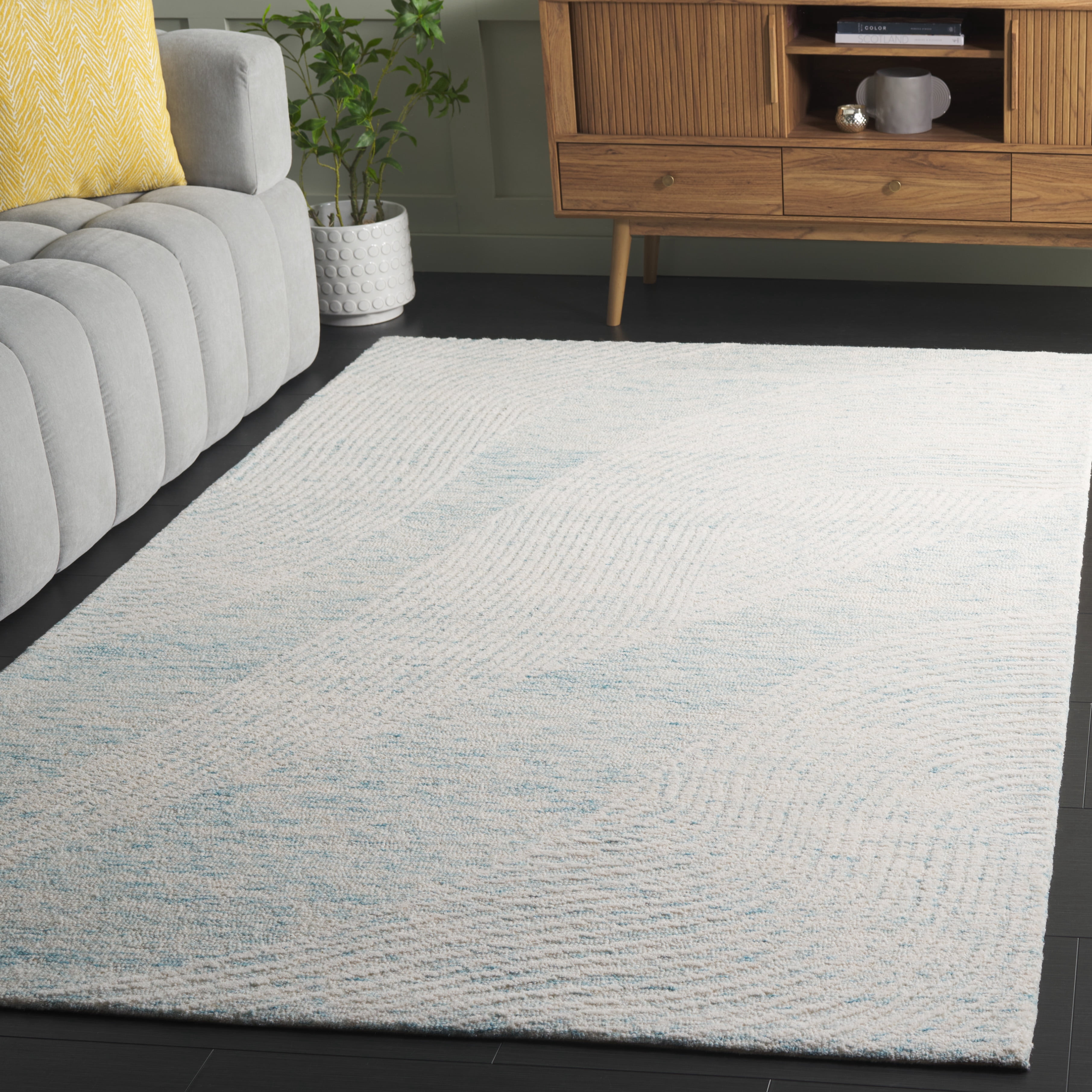 SAFAVIEH Pine Burke Abstract Area Rug, Turquoise/Ivory, 3' x 5'