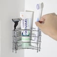 thumbnail image 5 of Linkidea Corner Wall Mount Toothbrush Holders for Bathroom, Self Adhesive Triangle Corner Shower Shelf for Tile Walls, Stainless Steel Electric Toothbrush Toothpaste Organizer (Silver), 5 of 7