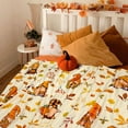 thumbnail image 2 of Fall Blanket, Cream Thanksgiving Fall Pumpkin Maple Leaf Gnome Blanket, Flannel Soft Warm Cozy Blanket for Sofa and Chair 50x60inch, 2 of 6