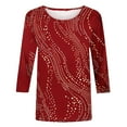 thumbnail image 5 of Jsaierl 3/4 Sleeve Womens Tops Summer Round Neck Shirts Trendy Graphic Ladies Blouses Work Cotton Tunic Top S-3XL, 5 of 10
