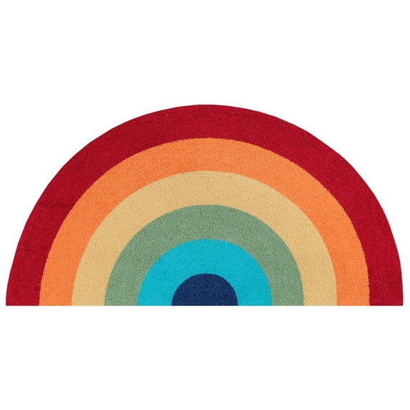 Novogratz by Momeni Cucina Rainbow Polyester Hand Hooked Multi Kitchen Mat 1'5" X 2'10" Half Moon