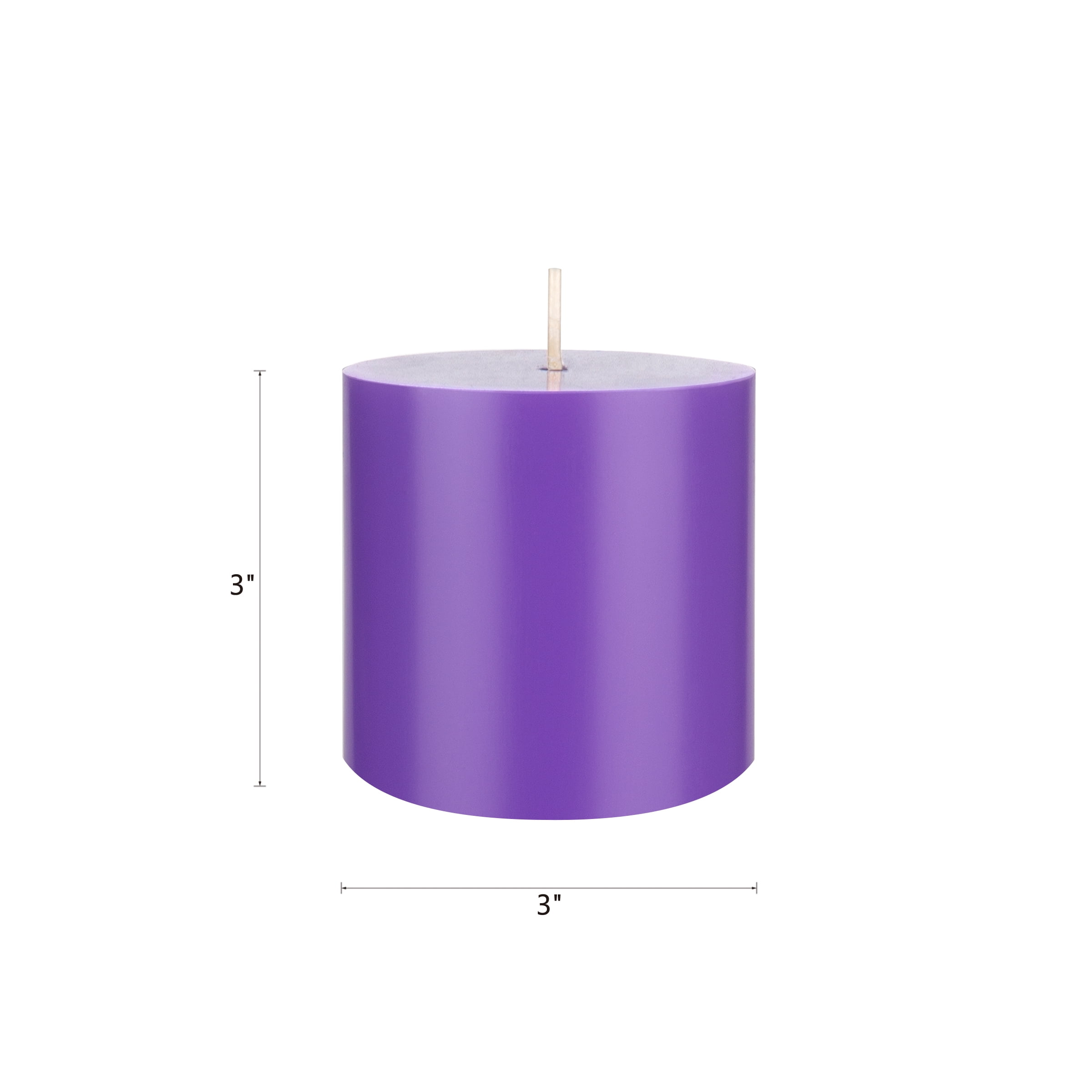 Mega Candles 3 pcs Unscented Lavender Round Pillar Candle, Hand Poured Premium Wax Candles 3 Inch x 3 Inch, Home Décor, Wedding Receptions, Baby Showers, Birthdays, Celebrations, Party Favors & More