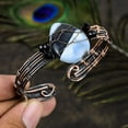 thumbnail image 2 of Natural Owyhee Opal Gemstone Handmade Copper Wire Wrap Cuff Bangle Adj., 2 of 5