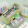 thumbnail image 2 of Green Ship Type Pen Case with Large Capacity, Double Layer Zipper Design, Portable Pencil Pouch for Kids, 2 of 5