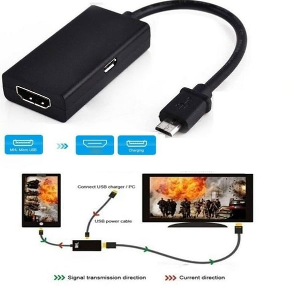 BOWTONG Micro USB To HDMI Adapter,HD Fast Connects You To Connect A TV, Projector, or HDMI-compatible Monitor To The DisplayPort Connector of Your PC or Graphics Card 9CX8