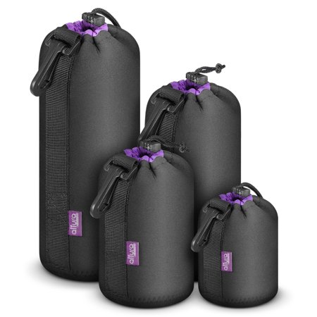 - (4 Pack) Altura Photo Thick Protective Neoprene Pouch Set for DSLR Camera Lens (Canon, Nikon, Pentax, Sony, Olympus, Panasonic) - Includes: Small, Medium, Large and Extra Large Pouches