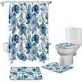 thumbnail image 2 of FMSHPON Illustration Style 4 Piece Bathroom Set Shower Curtain Bath Rug Contour Mat and Toilet Lid Cover, 2 of 7
