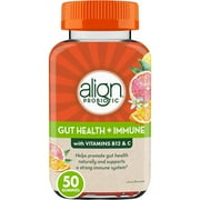 Align Probiotic, Gut Health & Immunity Support, Probiotic for Women and Men, #1 Doctor Recommended Brand, Vitamin C and B12 for Immune Support & Energy, Citrus Flavor, 50 Gummies
