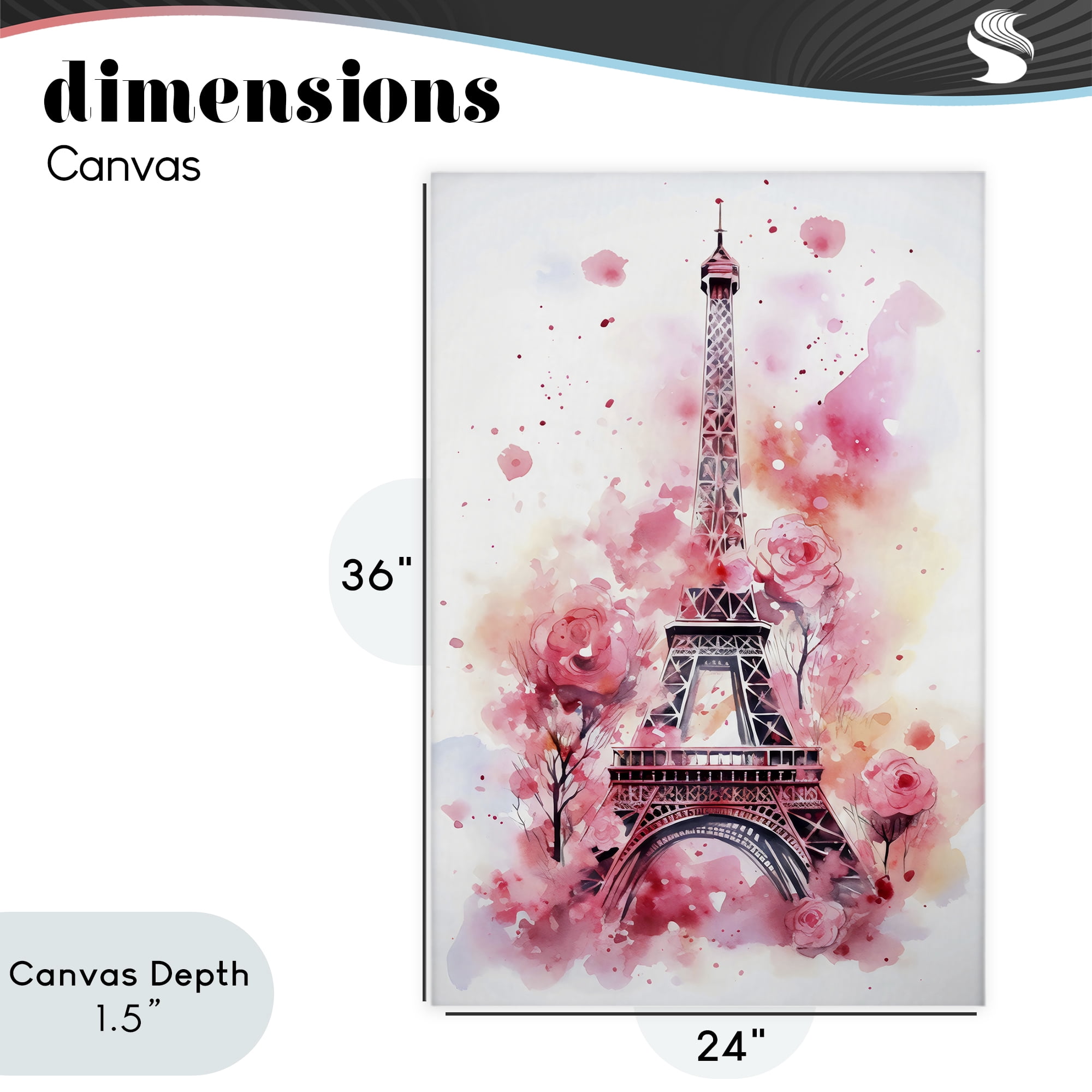Stupell Industries Eiffel Tower In Roses Canvas Wall Art, design by Creative Studio
