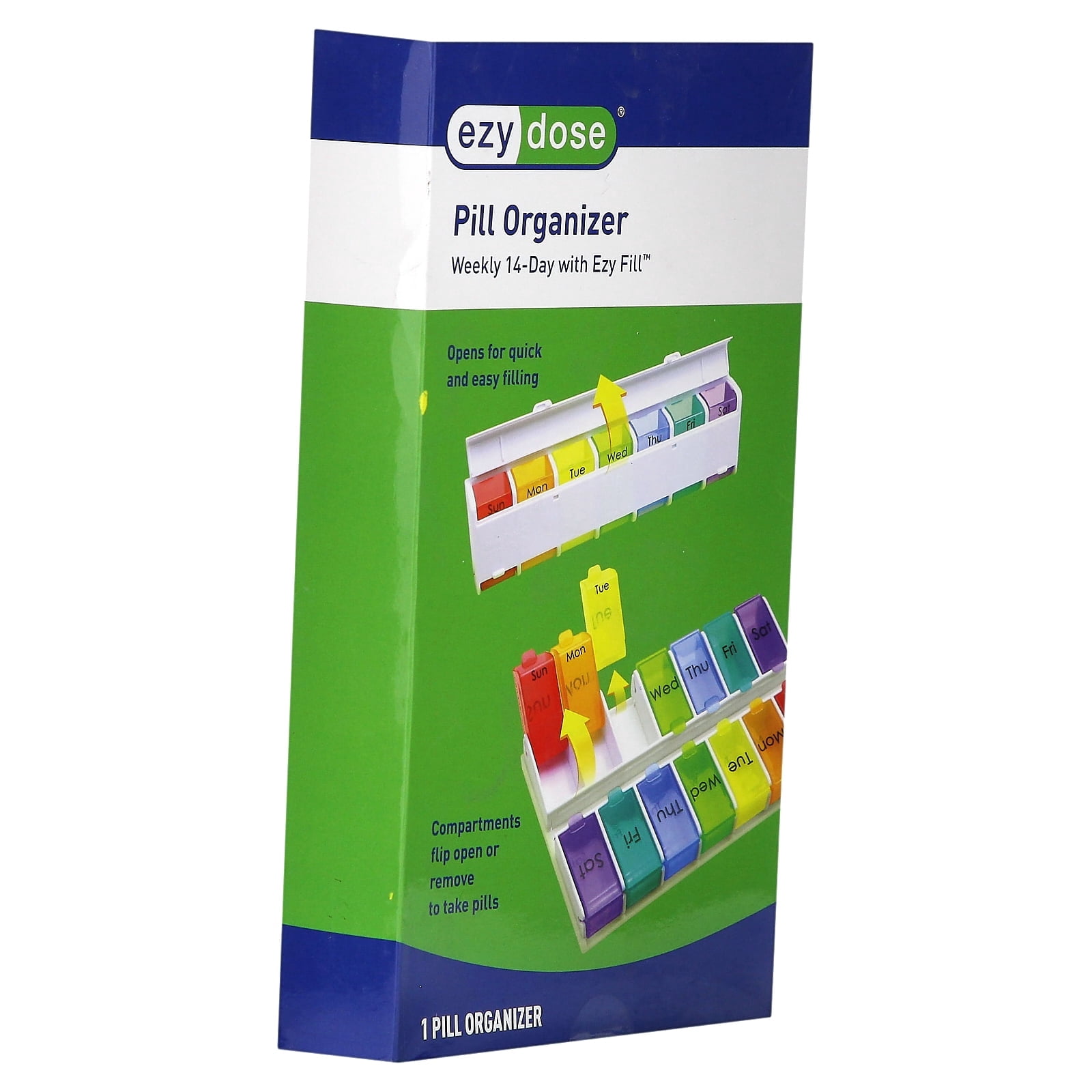 Ezy Dose Pill Organizer with Weekly 14 Day, 1 Ea..