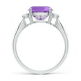 thumbnail image 2 of ANGARA Natural Cushion 3.1 ct Amethyst Solitaire Ring with Diamond Accents in 14K White Gold for Women (Size-9mm) | February Birthstone, Anniversary, Jewelry Gift for Women | Natural Amethyst Ring, 2 of 8