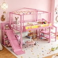 thumbnail image 3 of Bellemave Full Size Loft Bed with Slide and Staircase, Metal Loft Beds with USB Port and LED Light, House Bed Frame with Storage and Play Space (Full,Black), 3 of 9