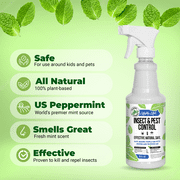 Mighty Mint 16 oz Peppermint Oil Insect & Pest Spray - Microfiber Cloth Kit - for Spiders, Ants, and More