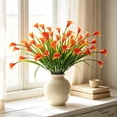thumbnail image 6 of Artificial Calla Lily Faux Silk Flowers With Green Leaves Plastic Stem Realistic Bouquet For Home Wedding Vase Centerpiece,Orange, 6 of 6