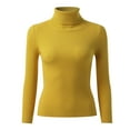 thumbnail image 3 of Women Casual Solid Color Bottoming Shirt Slim High Collar Knitted Long Sleeved Top Long Sleeve Running Shirts Turtle Neck Long Sleeve Shirt Women Womens Long Sleeve Spandex T Shirt Women Compression, 3 of 4