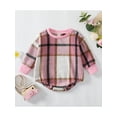 thumbnail image 3 of Infant Baby Girls Boys Romper Plaid 3 6 9 12 18M Long Sleeve Round Neck Jumpsuits Autumn Winter Casual Snap Closure Bodysuits, 3 of 8