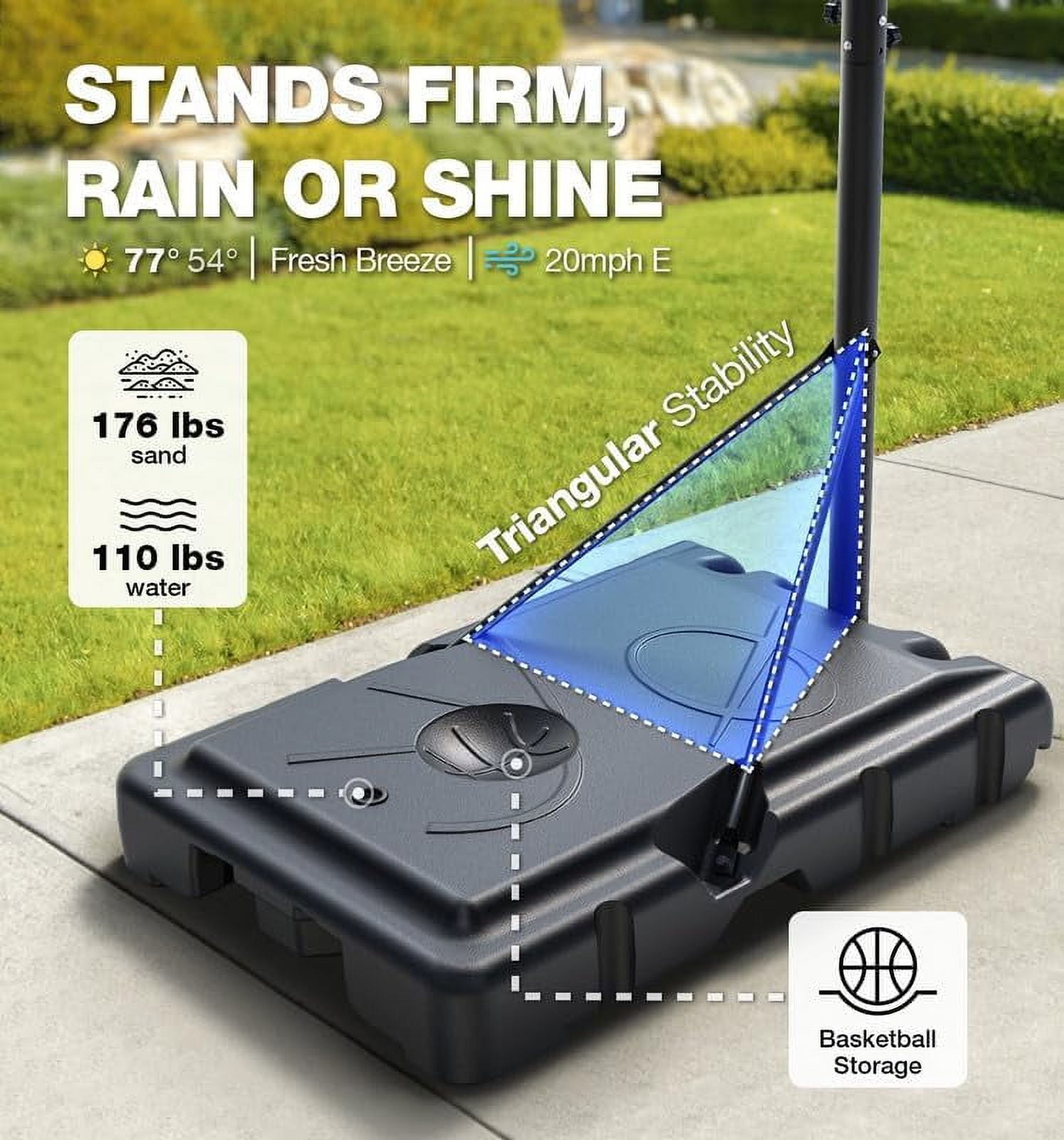 VISVEIL Basketball Hoop,Portable Basketball Hoop System for Outdoor, Adjustable Height 5.7-10ft 45in Backboard Basketball Goal for Kids Teen and Adult