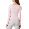 thumbnail image 5 of Stichou Women Wrap Tie Top Y2k Long SLeeve Ballet Workout Yoga Shirt Comfortable Blouses Pink L, 5 of 5