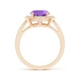 thumbnail image 2 of ANGARA Natural Inspired Cushion 2.7 ct Amethyst Ring with Diamond Halo in 14K Rose Gold for Women (Size-10x8mm) | February Birthstone, Anniversary, Jewelry Gift for Women | Natural Amethyst Ring, 2 of 9
