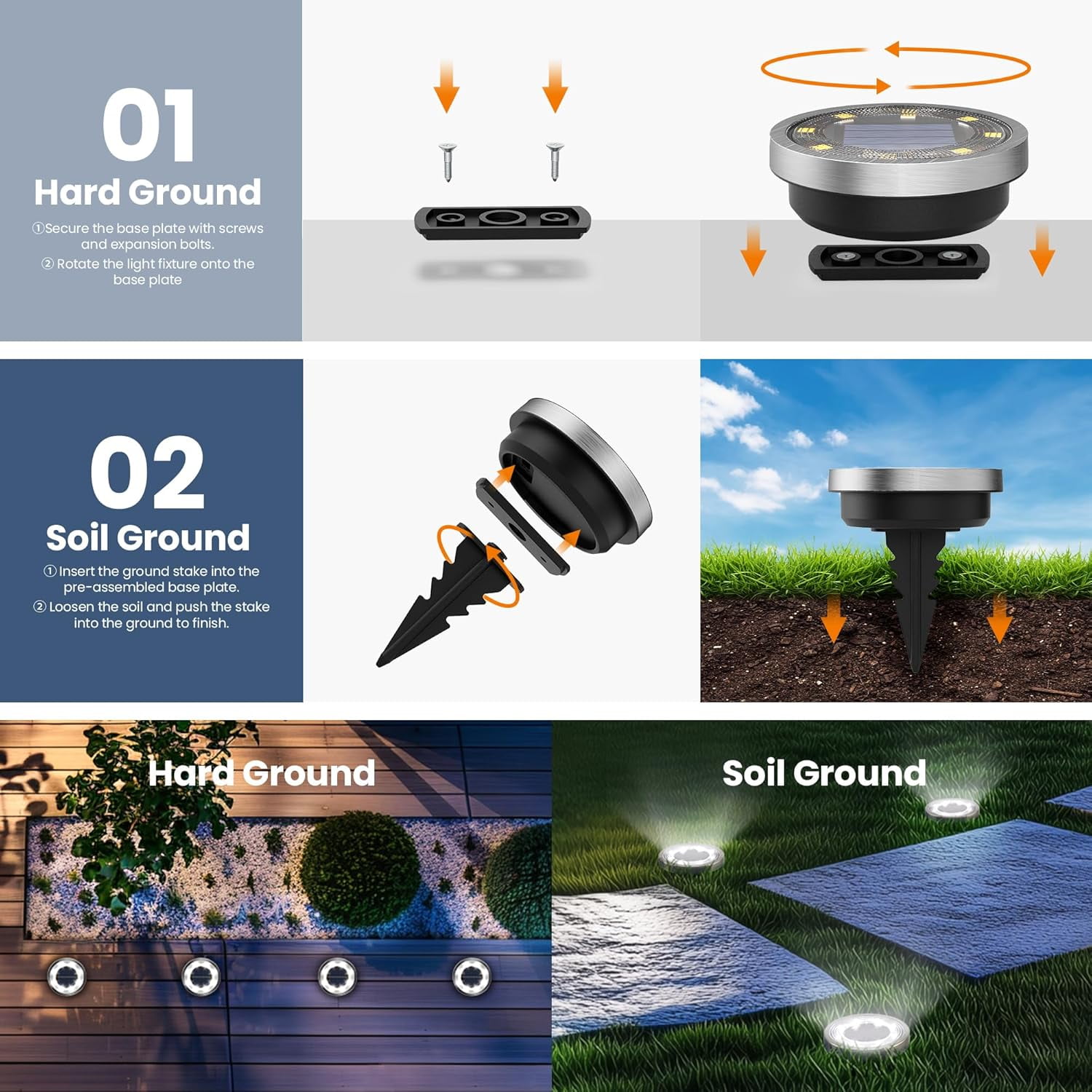 10 Pack Solar Ground Lights Outdoor Waterproof, Solar Powered Pathway Lights, Landscape Lighting for Garden Walkway Driveway Backyard Decor (Cool White)