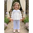 thumbnail image 5 of Cjfdfy Toddler Baby Girl Fall Outfits Smocked Long Sleeve Doll Collar Bows Ruffle Long Sleeve T-shirt With Striped Pants Little Girl Cute Elegant Fall Winter Clothes 6M-4Y, 5 of 9