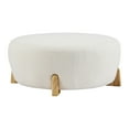 thumbnail image 3 of Christopher Knight Home 31.5" Modish Round Ottoman with White Boucle Top and Natural Wood Splayed Legs, 3 of 7