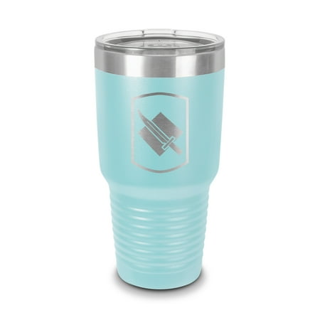 

39th Infantry Brigade Combat Team Tumbler 30 oz - Laser Engraved w/ Clear Lid - Stainless Steel - Vacuum Insulated - Double Walled - Travel Mug - arkansas brigade national guard - Light Blue
