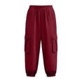 thumbnail image 5 of BUIGTTKLOP Cargo Joggers for Women Elastic Waisted Lounge Pants Solid Color Pull on Loose Fitted Trousers, 5 of 6