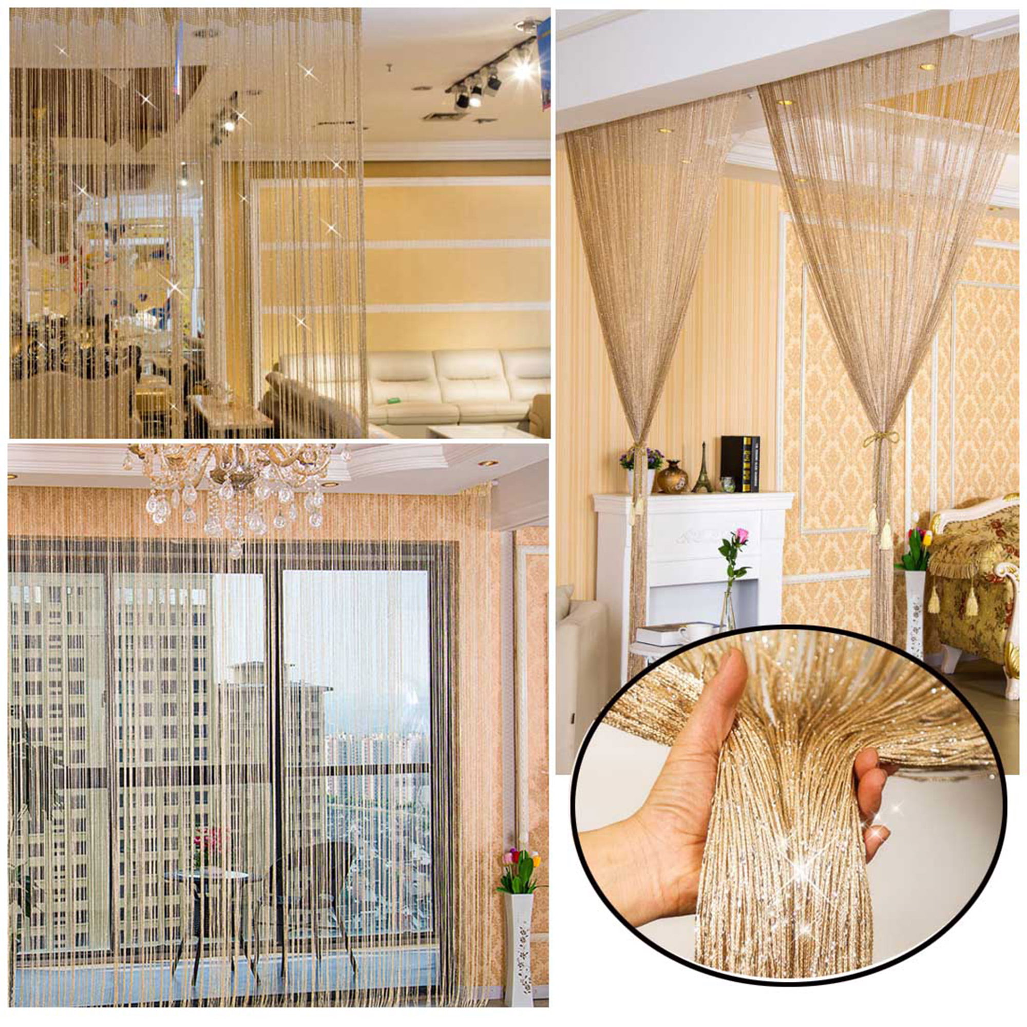 Door Window Decor Crystal StringTassel Curtain Beads Wall Panel Fringe Divider 