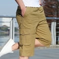 thumbnail image 4 of IYTR Men's Cargo Shorts Casual Solid Color Straight Shorts Summer Loose Multi-Pockets Pants Yellow XL, 4 of 6
