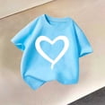 thumbnail image 2 of HAiming Girls Summer T Shirts Short Sleeve Printed Cute Trendy Tee Vacation Workout Kids Tops Solid Color Casual Scoop Neck Blouses, 2 of 5