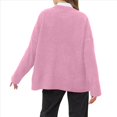 thumbnail image 4 of Suéter de Punto Holgado con Cuello Redondo y Color Liso para Mujer, Ideal para Otoño e Invierno. Rosa S, 4 of 7