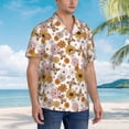 thumbnail image 5 of Balery Sunflowers And Butterflies Print Men's Hawaiian Shirts Short Sleeve Beach Shirt Relaxed Fit Vacation Button Down Shirts-X-Large, 5 of 9