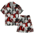 thumbnail image 3 of XDZJLR Men's Christmas Pajamas Xmas Printed Silk Satin Short Sleeved Button Up Set Pjs Mens Pajamas Brick Red L, 3 of 4