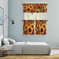 thumbnail image 6 of Summer Radiant Kitchen Curtains Valances and Tiers Set of 3 Sunflower Flower Plants Oil Painting Tier Curtains and Valance with Rod Pocket for Small Windows, 27.5"x24", 6 of 9
