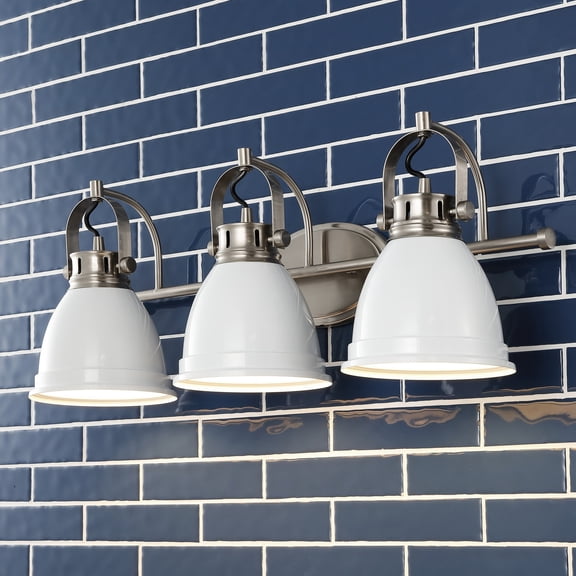 JONATHAN Y Phineas 25.5" 3-Light Adjustable Farmhouse Bohemian Iron LED Vanity Light, White/Nickel