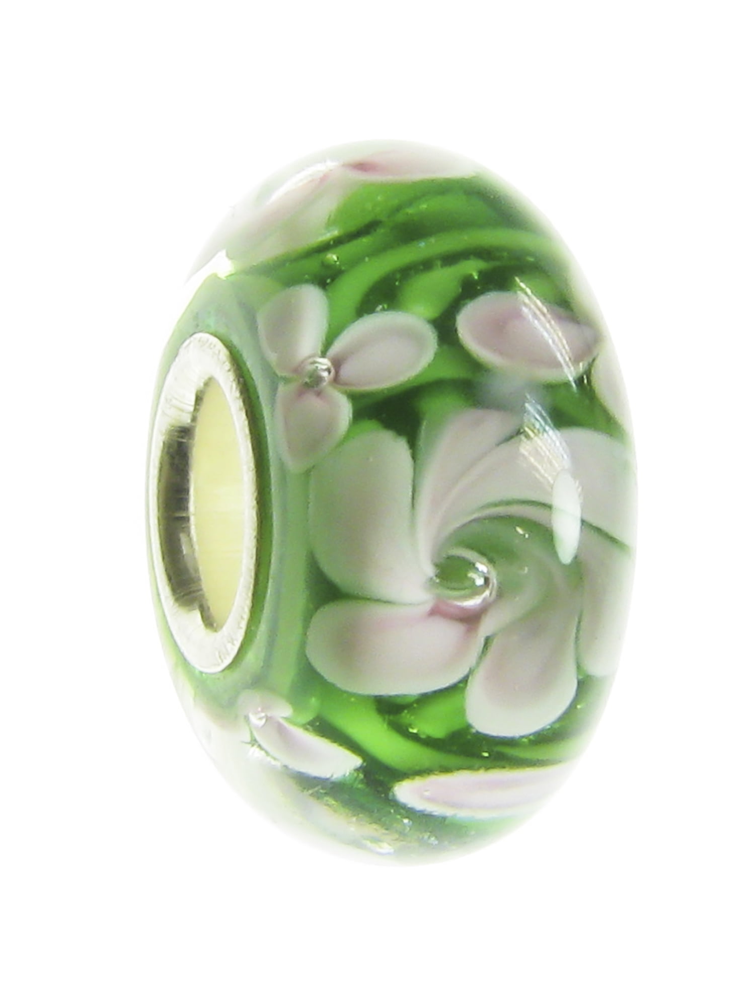 Queenberry Sterling Silver Blue Green Foiled European Style Glass Bead Charm