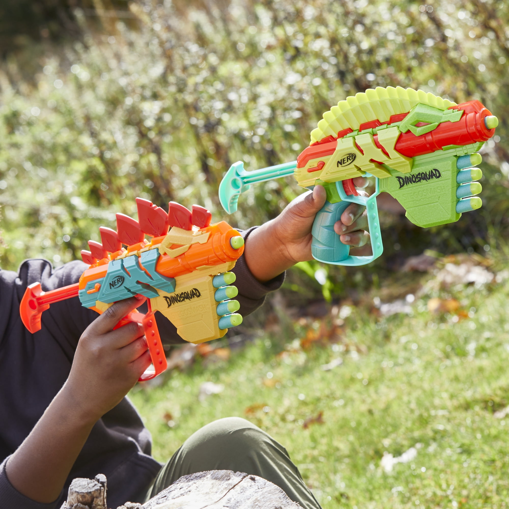 Nerf DinoSquad Stego-smash Dart Blaster Dinosaur Toy, 5 Nerf Elite Darts,  Stegosaurus Design