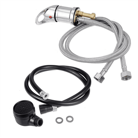 Water Faucet Set, Salon Shampoo Bowl Faucet and Sprayer Kit with Sprayer Hose, Home Salon Spa Hot Cold Mixer,1 * Water Faucet Set,Silver & Black