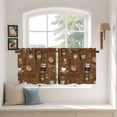 thumbnail image 3 of Coffee Theme Tier Curtains, Funny Brown Vintage Beans Latte Tea Cup Light Filtering Kitchen Curtains, 2Pcs Rod Pocket Half Window Treatments Panels for Sink Cafe Cabinet Camper 27.5x36 Inches, 3 of 9