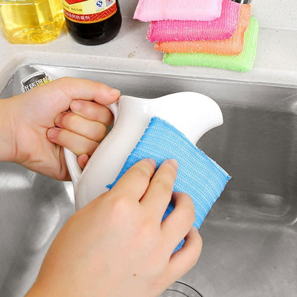 4 PCS/lot Kitchen nonstick oil scouring pad cleaning cloth sponge washing cD IH 