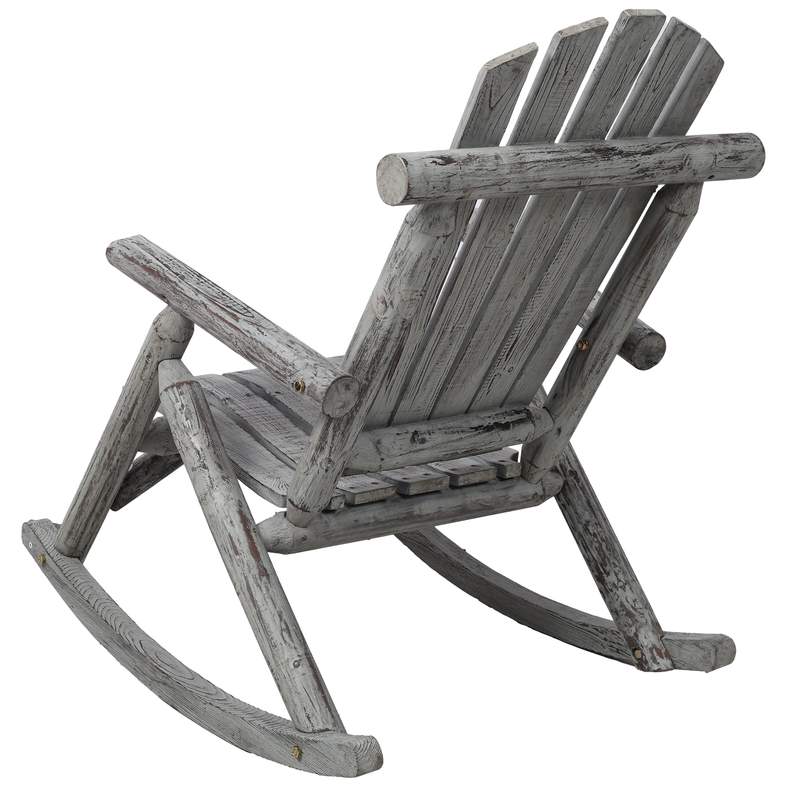 Fir Wood Porch Rocking Chair, Durable Log Style Outdoor Indoor Leisure Rocker, Brown