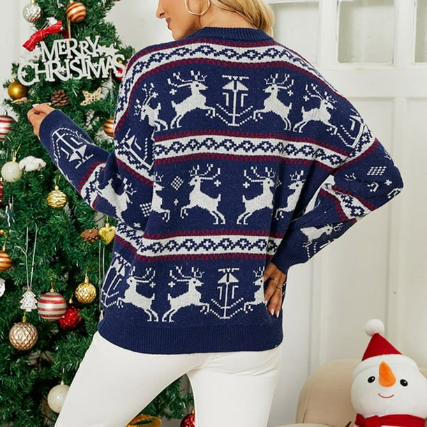 Tarmeek Women's Ugly Christmas Sweater,Fashion Ugly Sweater Christmas Women Round-Neck Reindeer Recreational Pullover Knitting Plus Size Funny Christmas Long Sleeve Tops - Walmart.com
