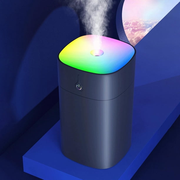 Humidificador de escritorio Mini humidificador portátil Difusor Luz nocturna, Humidificador de aire personal USB de 400 ml para dormitorio, de Negro Macarena Humidificador de niebla fría