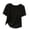 Black, variant on Women's Short Sleeve Round Neck T-Shirt, Ribbed Knit Ruched Detail Casual Tops, 93% Polyester 7% Spandex for Summer