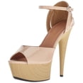 thumbnail image 2 of ELLIE 609-BILLIE Women's 6" Ankle Strap Heeled Sandals With Wood Platform, 2 of 6