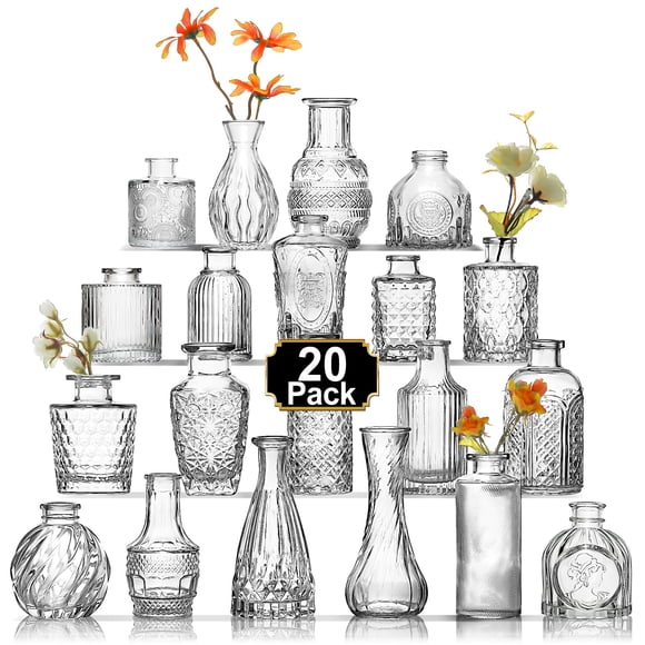 Set de jarrones Bud Arme Vintage Glass, 20 unidades, para decoración floral
