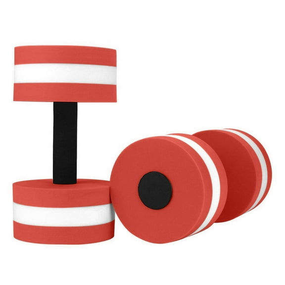 Sports Water Weights Pool Exercise Dumbbells, Water Aerobic Equipment, High-Density EVA-Foam Dumbbell with Handle Strip, Aqua Therapy, Pool Fitness, Water Exercise, Set of 2 Red