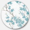 thumbnail image 1 of Designart 'Teal Cherry Blossoms II' Art Mural Rond en Métal Style Ferme - Disque de 36, 1 of 5