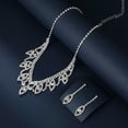 thumbnail image 2 of Leaf Brass Pave Clear Cubic Zirconia Rhinestone Pendant Necklaces Stud Earrings Sets Platinum 316mm, 2 of 6